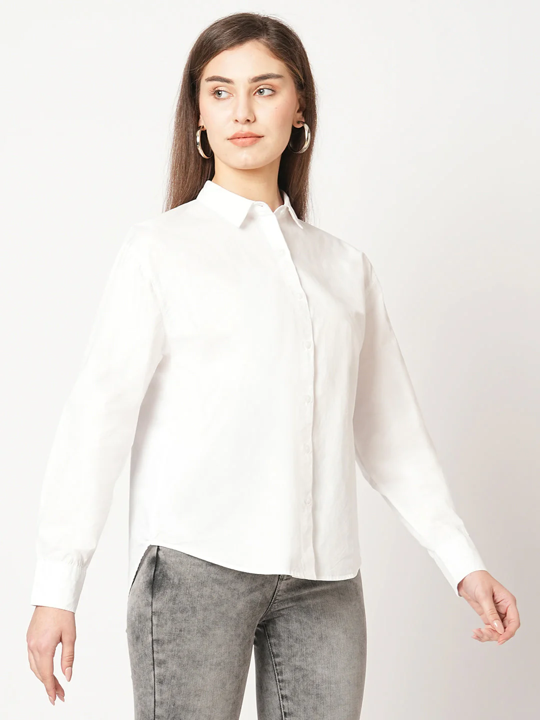 Women White Solid Shirt - Image 5