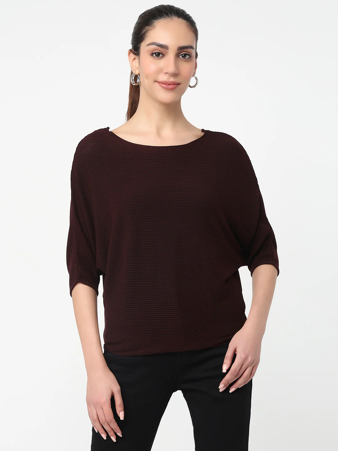 Women Wine Batsleeve Top - Image 2