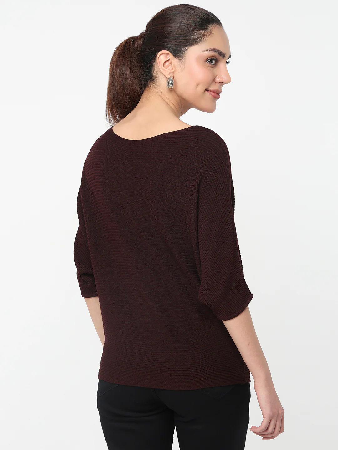 Women Wine Batsleeve Top - Image 3