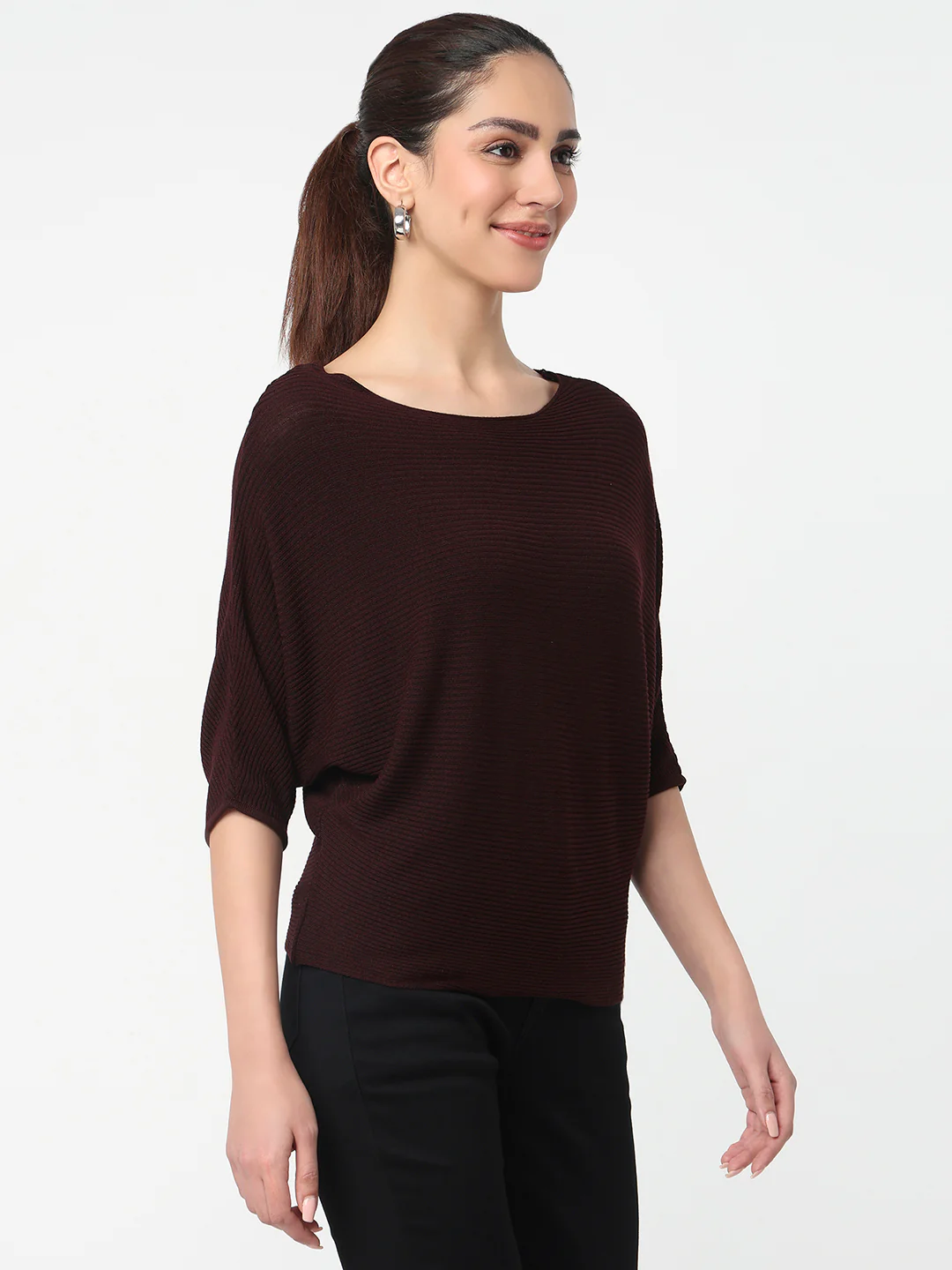 Women Wine Batsleeve Top - Image 5