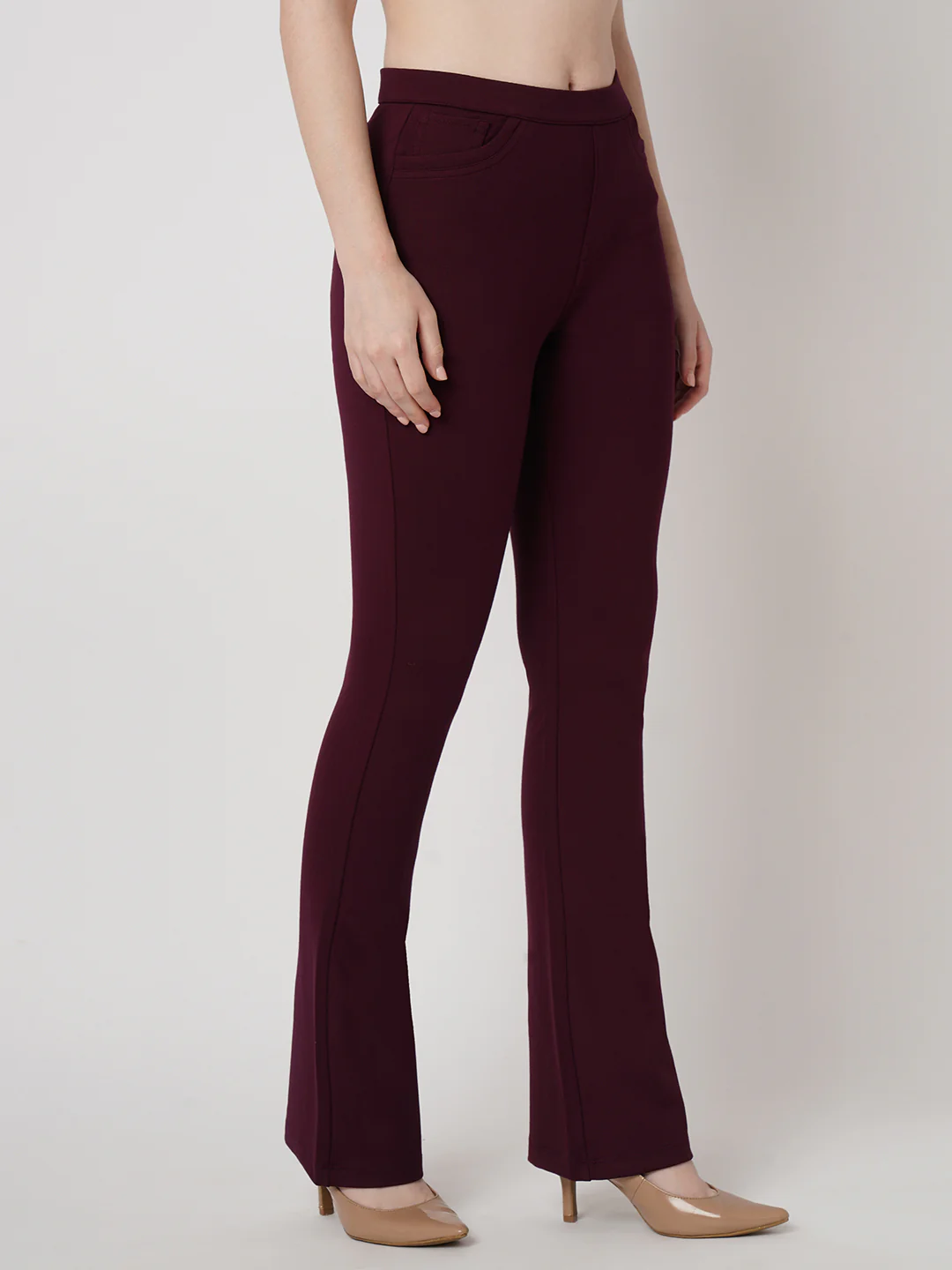 Women Wine Mini Flare Treggings - Image 5