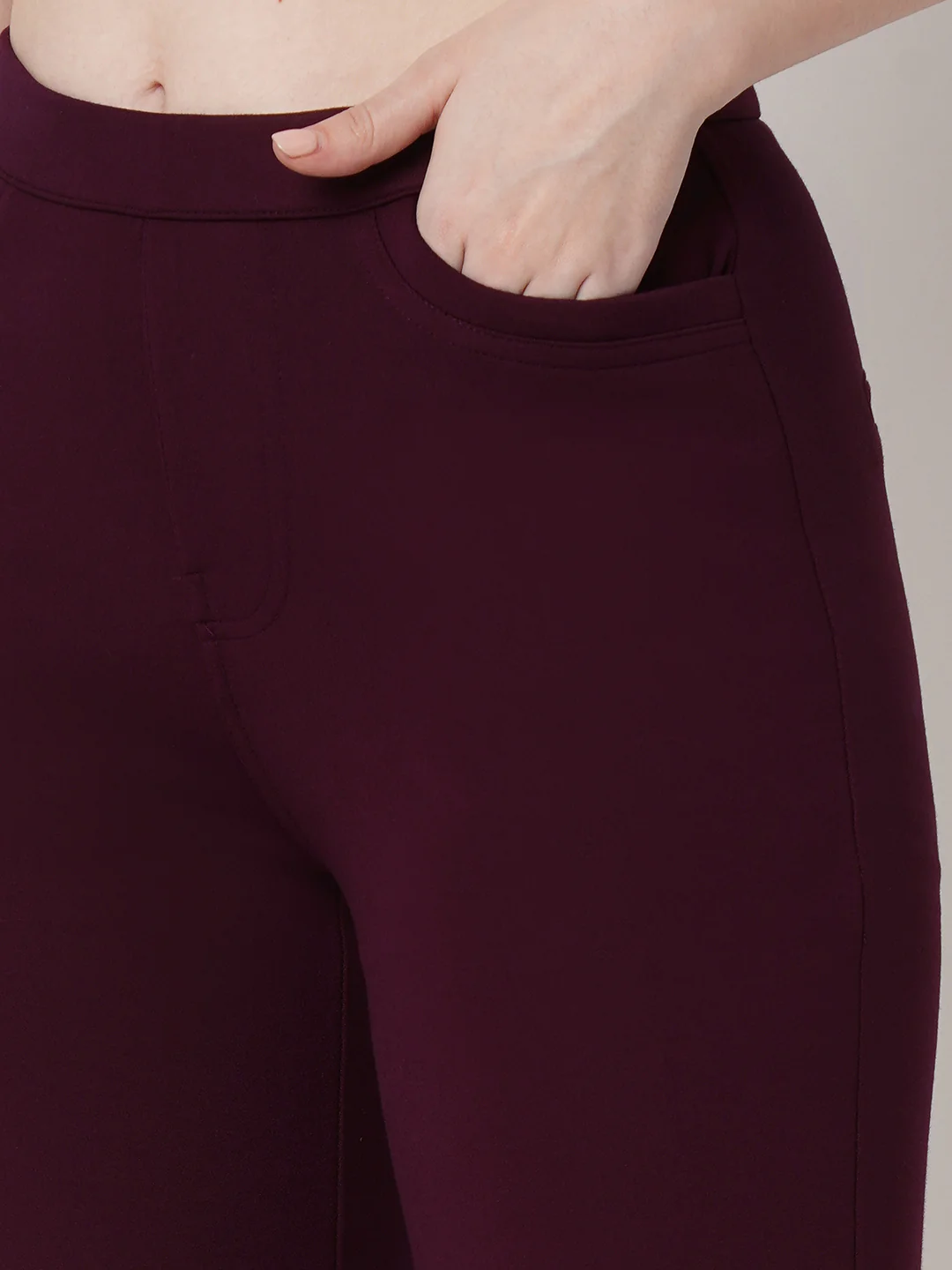 Women Wine Mini Flare Treggings - Image 6