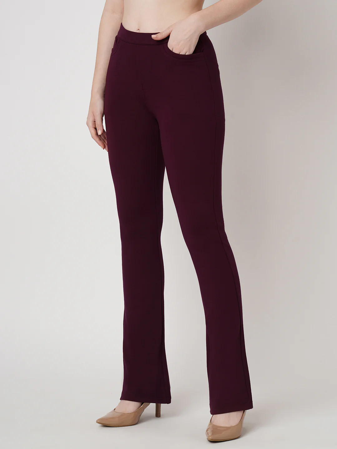 Women Wine Mini Flare Treggings - Image 7