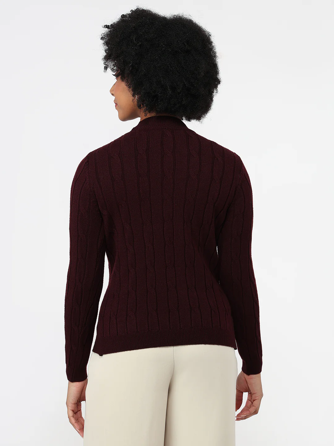 Women Wine Slim Fit Sweater - Image 3