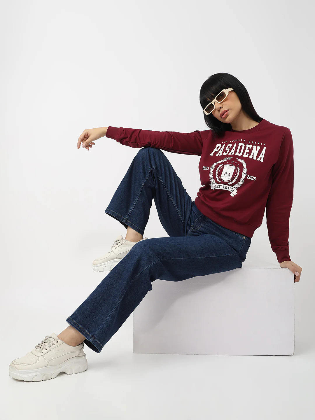 Women Wine Slim Fit Sweatshirt