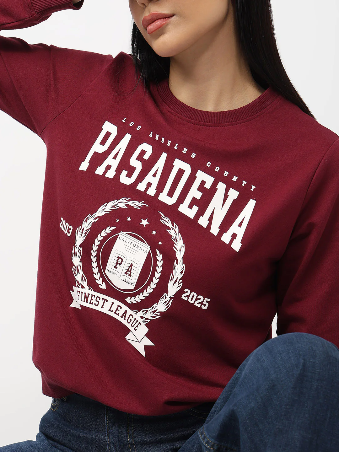 Women Wine Slim Fit Sweatshirt - Image 5