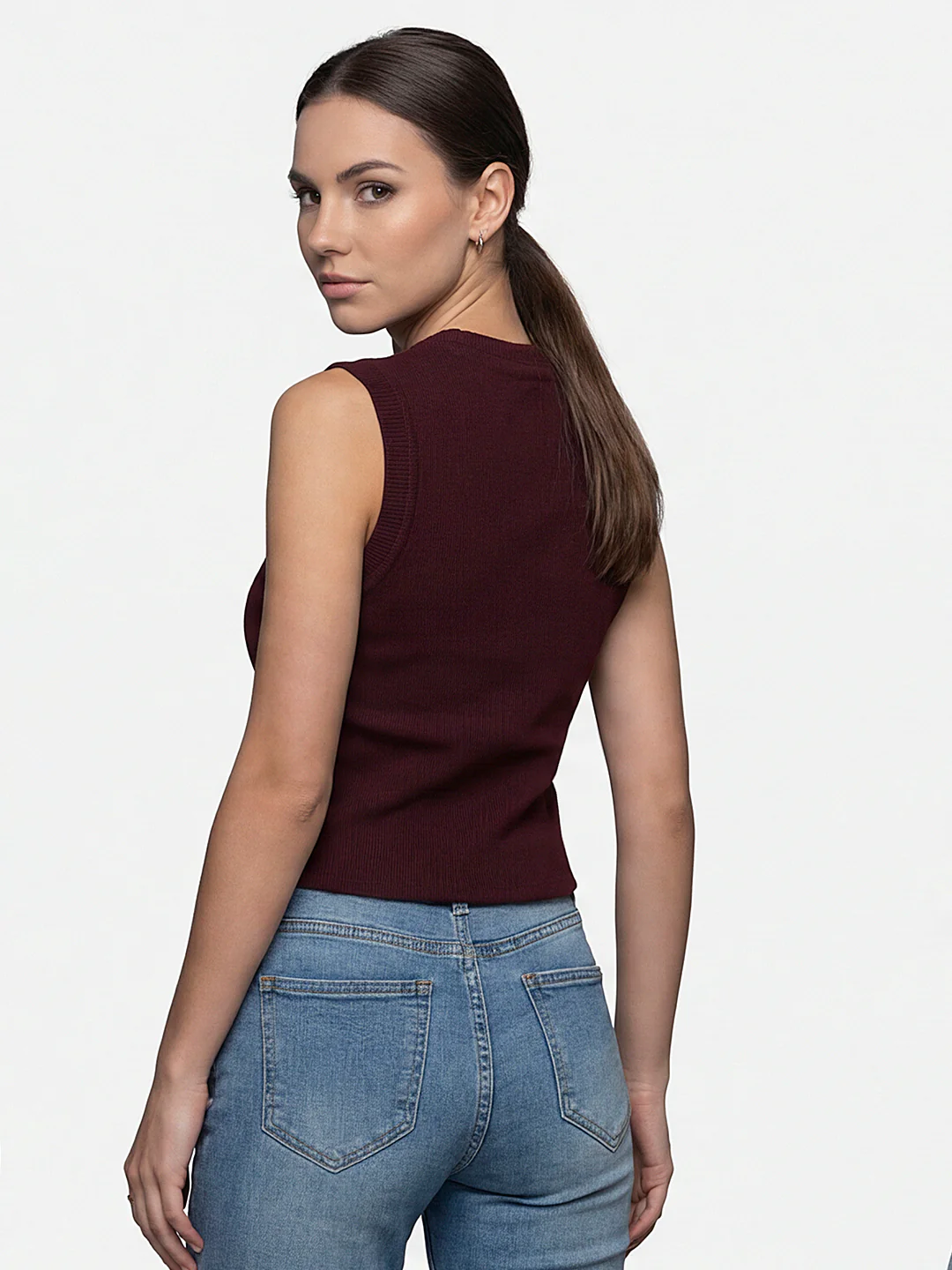 Women Wine Slim Flat Knit - Image 3