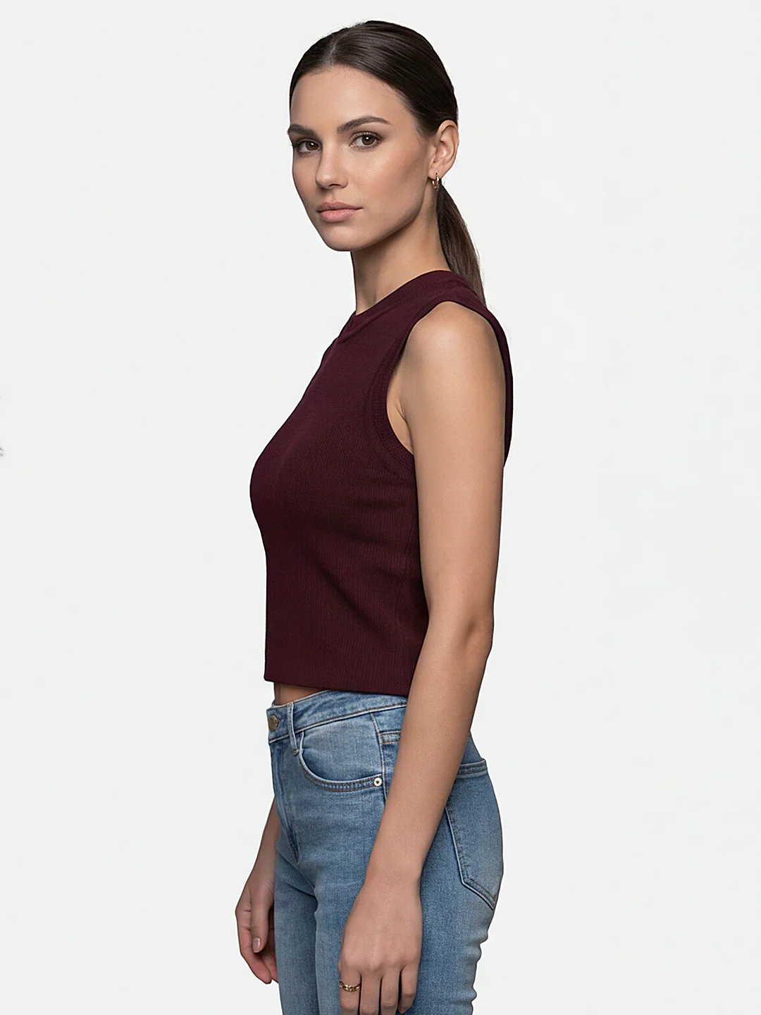 Women Wine Slim Flat Knit - Image 4
