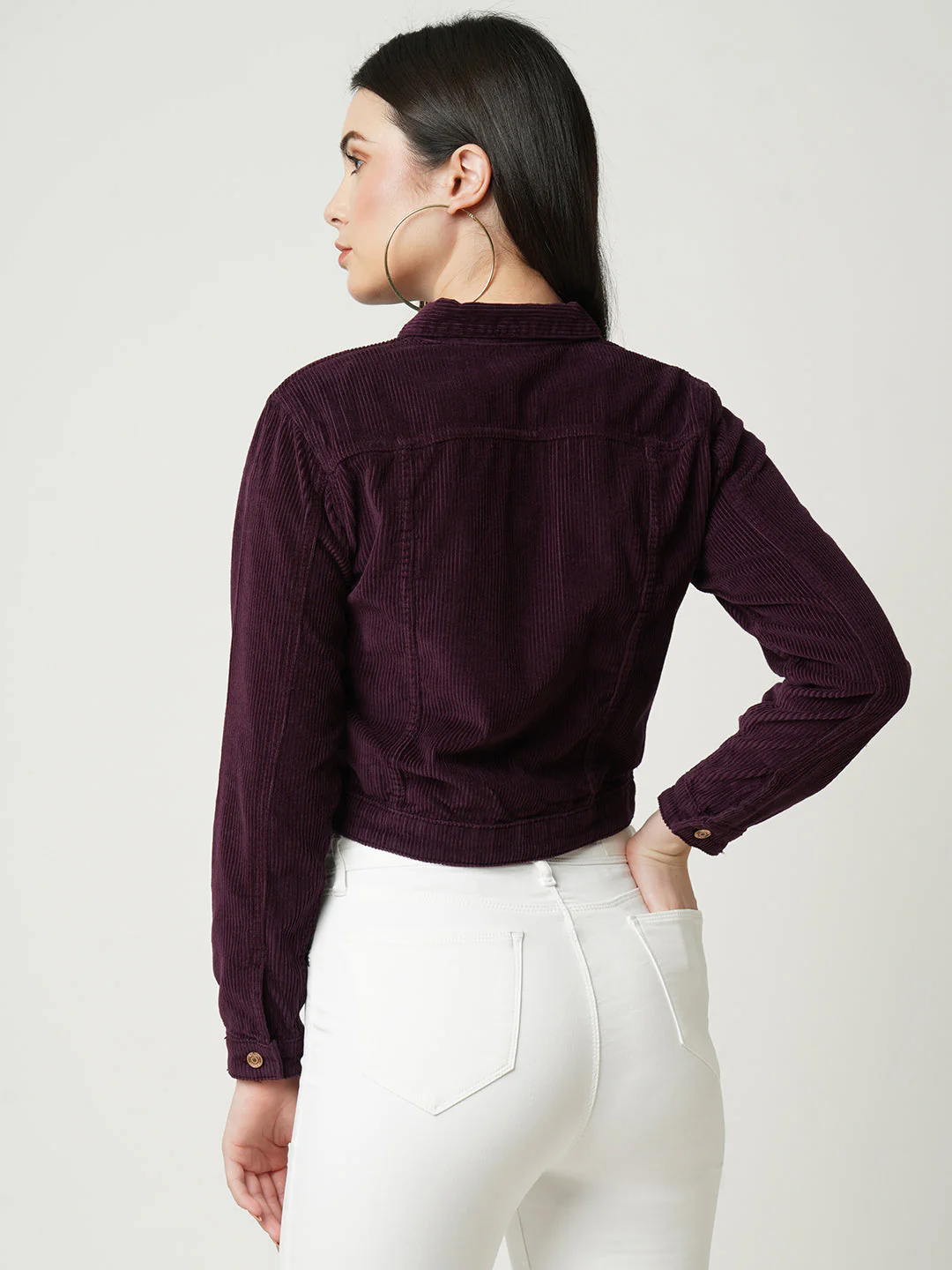 Women Wine Solid Full Length Jacket - Image 3