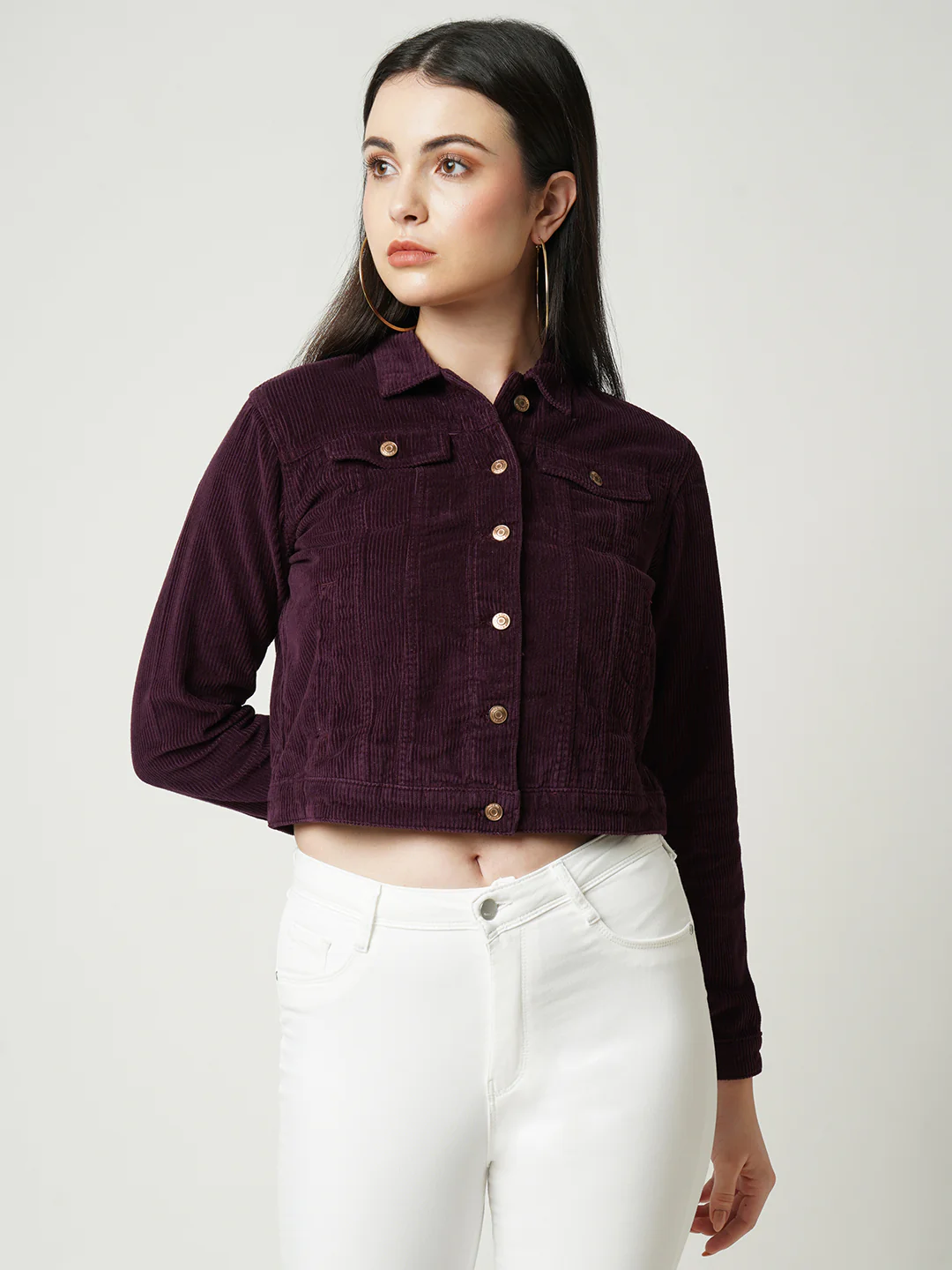 Women Wine Velvet Jacket - Image 2