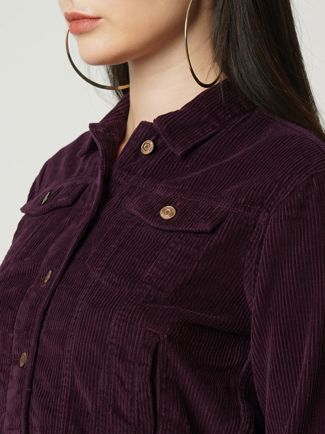 Women Wine Velvet Jacket - Image 4