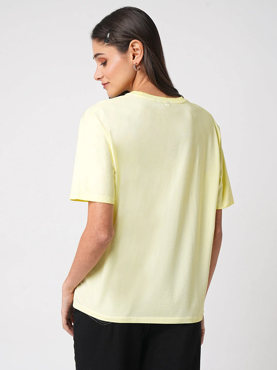 Women Yellow Cold Dye Boxy Graphic Tees - Image 3