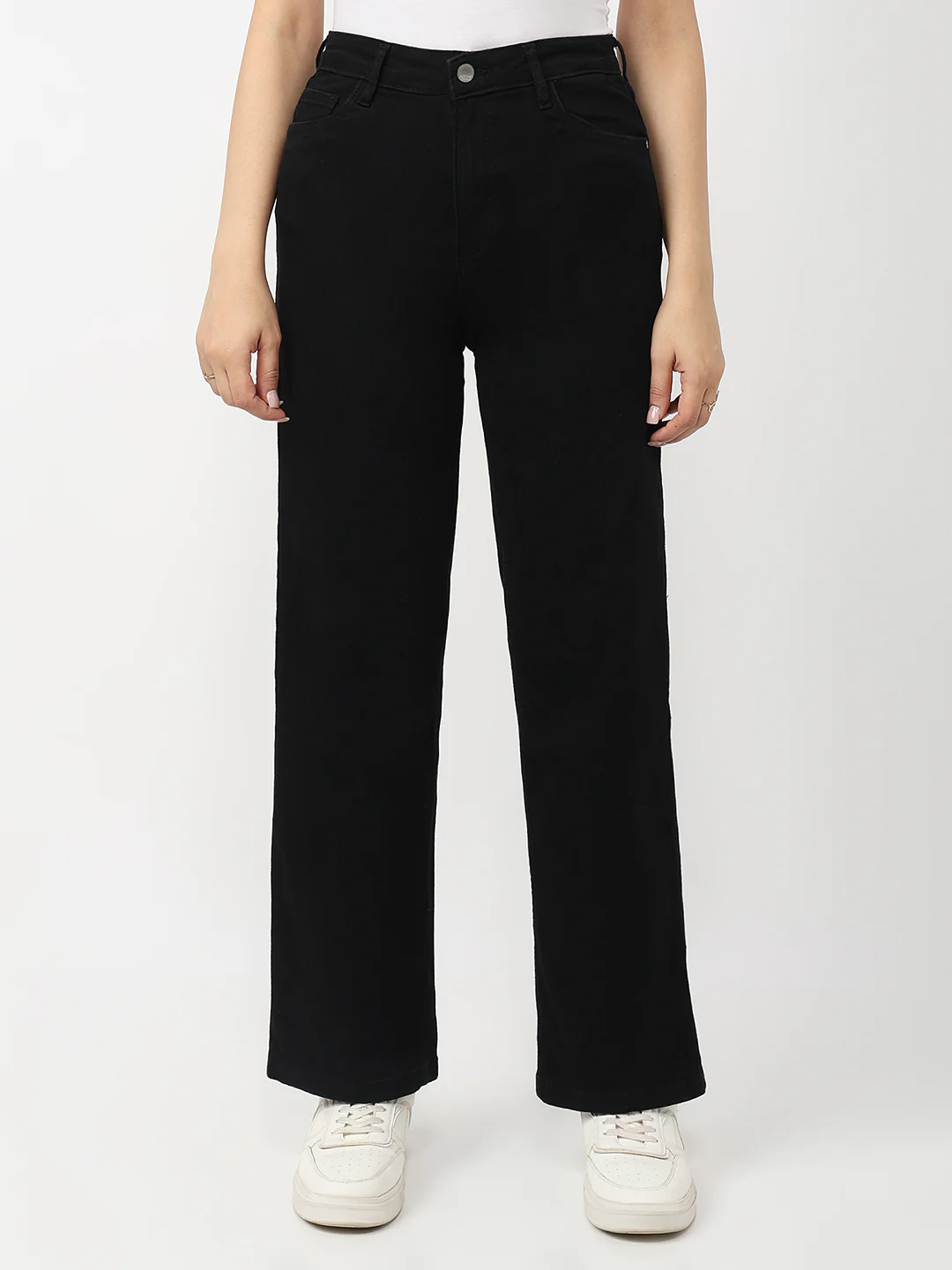 Womens Black High-Rise Straight Fit Jeans - Image 2